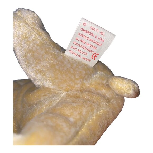 Ty Beanie Baby "Almond" Bear Plush Collectible Toy April 14 1999 Retired Cream T - Picture 9 of 9